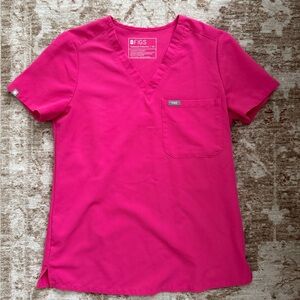 Figs V-neck Scrub Top in Hot Pink